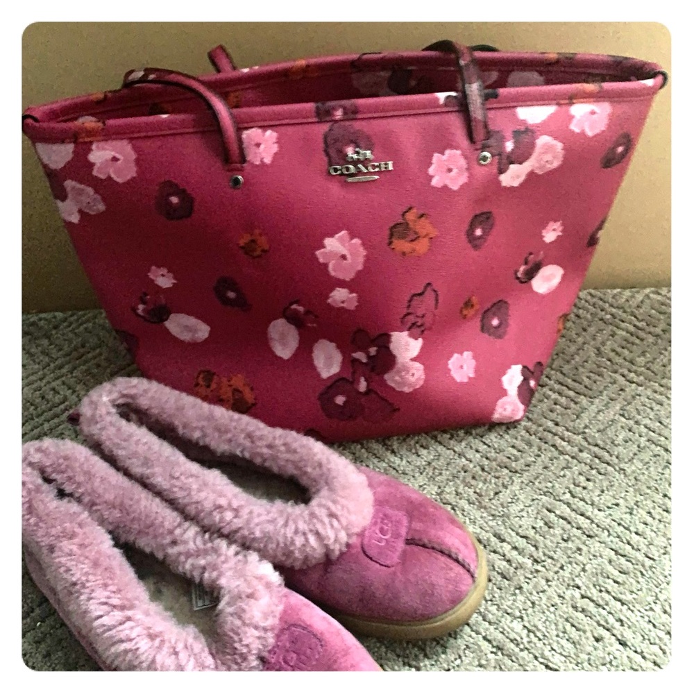 COACH City Zip Tote Pink Floral Print 👜